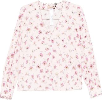 Twinset Cream-Colored Shirt With Red Floral Print