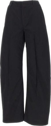 Maison Margiela Licht katoenen twill wijde broek - Dames - Wijde Broeken - Zwart - XS - Katoen - Broeken