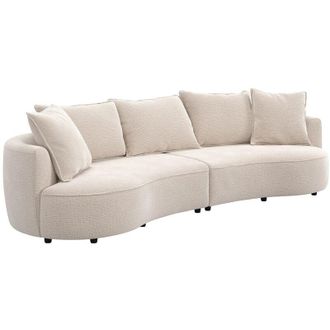 Vente-Unique Divano 4 posti tessuto ciniglia beige - CEPRANO di Maison C&eacute;phy