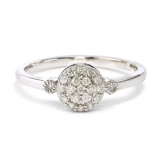 House of Brilliance 14K White Gold 1/6 Cttw Diamond Cluster Bridal Ring