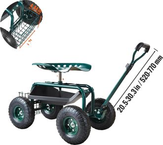 OEM Carro De Jard&iacute;n Con Ruedas, Dise&ntilde;o Ergon&oacute;mico, Direcci&oacute;n Ajustable, Color Verde