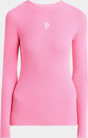 Pucci Fine Wool-Lycra Vanise Rib Long-Sleeve Top
