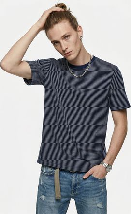 Only & Sons Rundhalsshirt ONLY & SONS ONSFRED LIFE RLX SS STRIPE TEE NOOS, Herren, Gr. XXL, navy blazer stripes:gardenia, Jersey, Obermaterial: 100% Baumwolle, ge