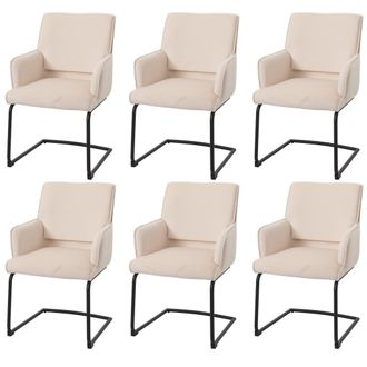 Hhg Hhg - Nunca Usado] Juego De 6 Sillas Basculantes 416, Silla De Comedor Silla De Cocina, Tela/textil Oeko-tex, Beige-crema