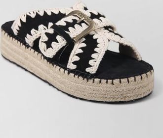 Mou leather braided platform sandals