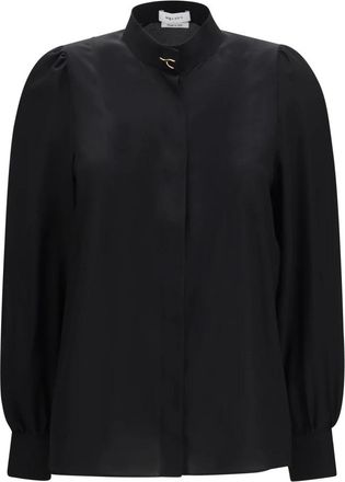 Alexander McQueen Wishbone zijden overhemd - Dames - Blouses & Shirts - Zwart - Maat: S Zijde