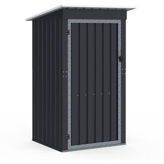 IDMarket Casetta da giardino grigia in acciaio zincato 100 x 95 x 160 cm con tetto a falde 1 porta