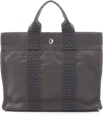 Herm&egrave;s Gray Nylon Canvas Tote Bag (Pre-Owned)