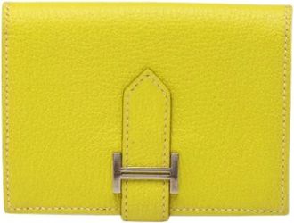 Herm&egrave;s Tweedehands leren portemonnees - Dames - Vintage Accessoires - Geel - ONE Size - Vintage