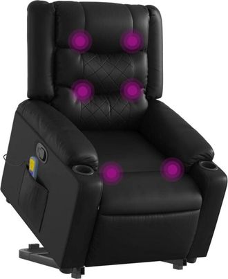 vidaXL Vidaxl - Sill&oacute;n Reclinable De Masaje De Pie Cuero Artificial Negro