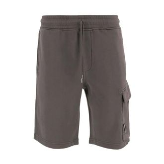 C.P. Company Casual Shorts, male, Gray, Size: S Cotton Diagonal Fleece Cargo Sweatshorts