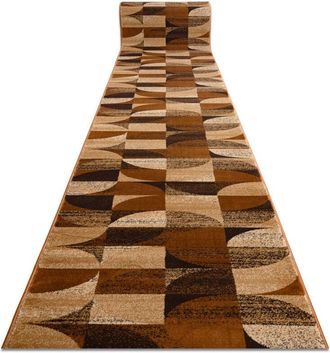 RugsX Rugsx - Alfombra De Pasillo Royal H387 Geom&eacute;trico Marr&oacute;n / Mostaza 80cm Brown 80x230 Cm
