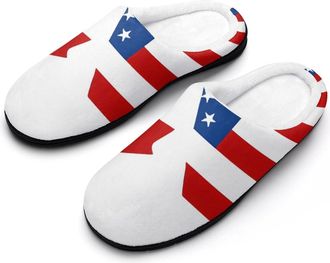 Generic Canada U.S. Flag Mens House Slippers Memory Foam Washable Cotton Slip on Home Shoes