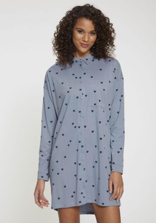 Vivance Nachthemd VIVANCE DREAMS, Damen, Gr. 32/34, N-Gr, blau (graublau gemustert), Single Jersey, Obermaterial: 50% Baumwolle, 50% Viskose, gemustert, loose