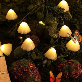 OEM Guirnalda De Luces Led Solares Para Jard&iacute;n, 6,5 M, 30 Luces Led Solares Tipo Hongo Para Exteriores, 8 Modos, Ip65