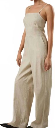 Le Lis Blanc Deux Demi Yarn Dye Stripe Jumpsuit In Cream/navy