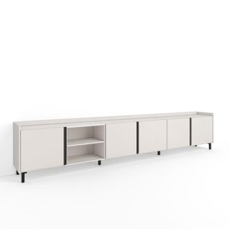 Skraut Home Mueble tv efecto madera beige 309x35x61cm con patas