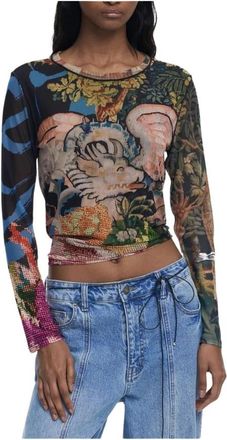 Desigual Polyester T-Shirt met Ademende Stof - Dames - Longsleeves - Veelkleurig - XS - Polyester - Tops