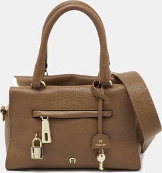 Aigner Brown Leather Zip Satchel