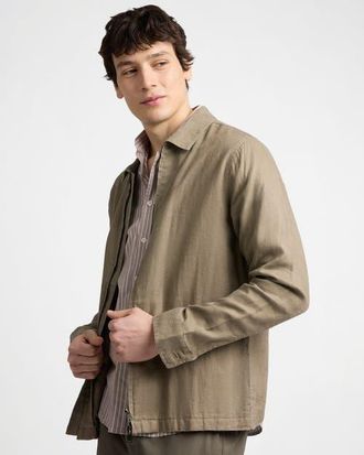 Onia Linen Everyday Jacket in Coffee at Nordstrom, Size Xx-Large