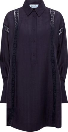 Blugirl Short Lyocell Dress With Lace Trims And Shirt Collar