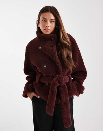 Asos Trench corto in pile borg color bordeaux-Neutro