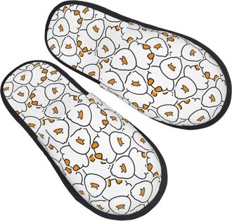 Generic Fuzzy Slippers Simple Lines Cute Duck Soft Plush Slippers Cozy Anti-Slide Slipper For Room Hotel Women L