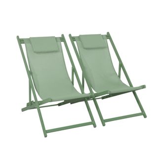 Sweeek Tumbona de aluminio multi posiciones, set de 2, verde