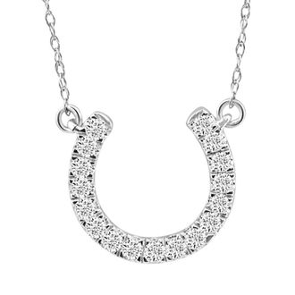 Pompeii3 3/8Ct Natural Diamond Horseshoe Pendant Womens Necklace White Gold 18