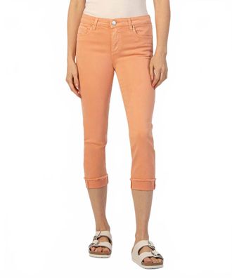 Kut from the Kloth Amy Crop Mid Rise Straight Leg Jeans In Cantaloupe