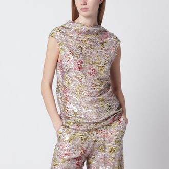 Alberta Ferretti Top con paillettes con motivo floreale