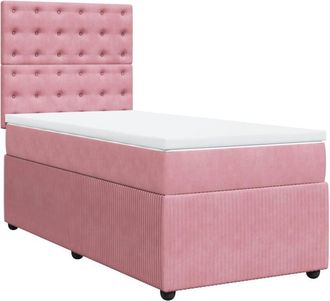 vidaXL Cama Box Spring Con Colch&oacute;n Terciopelo Rosa 80x200 Cm Vidaxl