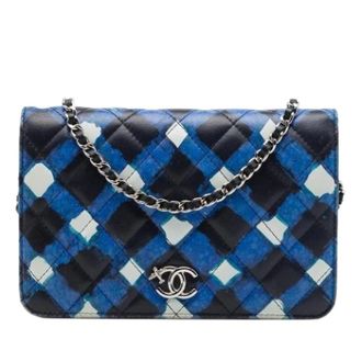 Chanel Pre-owned Wallet on Chain - Dames - Pre-owned - Blauw - Maat: ONE Size Leer