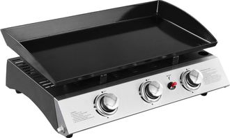 Happy Garden Plancha de gas 3 quemadores 7,5kW en acero negro