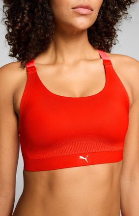 Puma Bustier PUMA PUMA WOMEN 3D KNIT SPORT TOP, Damen, Gr. S, N-Gr, orange (flame rot), Single Jersey, Obermaterial: 56% Polyester, 34% Polyamid, 10% Elast