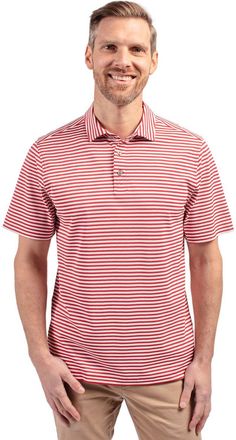 Cutter & Buck Virtue Eco Pique Stripe Recycled Mens Polo Shirt