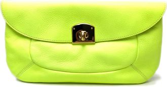 Sergio Rossi Fluorescent Yellow Leather Clutch Bag (Pre-Owned)