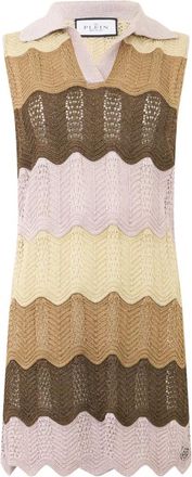 Philipp Plein Polo Neck Mini Dress Color Wave - Dames - Kleedjes - Veelkleurig - M - Kleedjes
