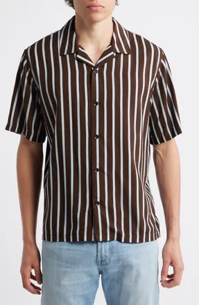 Rag & Bone Avery Camp Shirt in Keaton Stripe at Nordstrom, Size Xx-Large