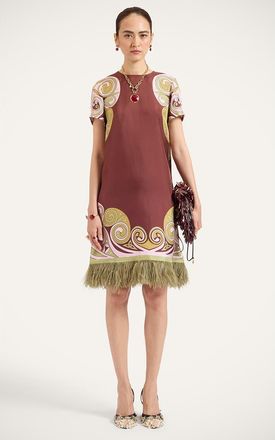 La DoubleJ Mini Swing Dress in Kells Swirl Plac&eacute;e Burgundy at Nordstrom, Size 50