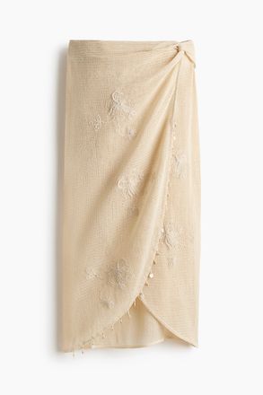 H&M Embroidered cotton beach skirt - Beige