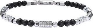Eye Candy Los Angeles Jaxon Lava Beaded Bracelet in Silver/Black at Nordstrom Rack