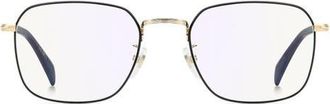 David Beckham 52mm Square Optical Glasses in Gold Black/Blue at Nordstrom