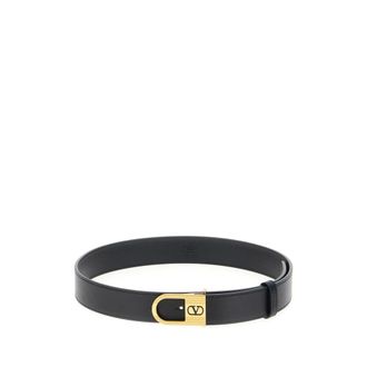 Valentino Garavani Belts, female, Black, Size: 95 CM VLogo Calfskin Leather Belt