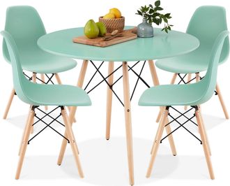 Best Choice Products 5-Piece Compact Mid-Century Modern Dining Set w/ 4 Chairs, Wooden Legs