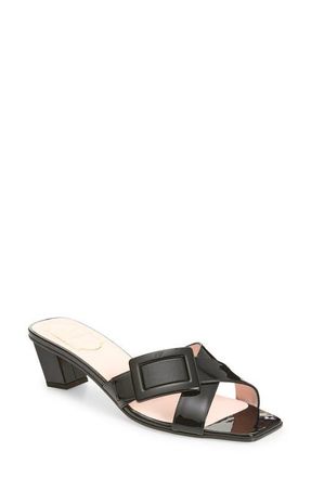 Roger Vivier Belle Vivier Crisscross Strap Block Heel Sandal in Nero at Nordstrom, Size 8.5Us
