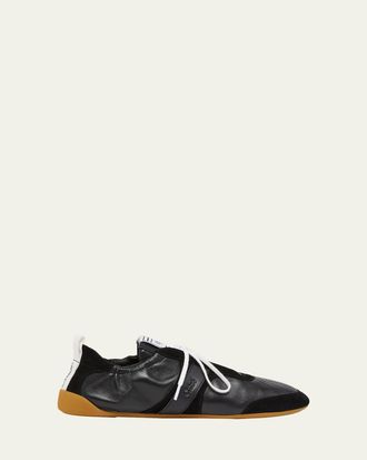 Chlo&eacute; Kick Mixed Leather Low-Top Sneakers