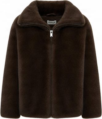 P.A.R.O.S.H. Boxy Short Jacket With Faux Fur Surface And Zip Closure