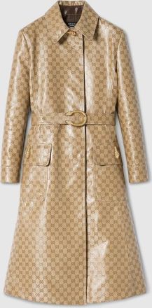 Gucci Coated GG Cotton Canvas Fabric Coat, Beige, Ready-to-wear
