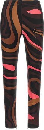 Emilio Pucci Brown Marmo Print Leggings